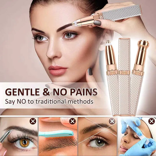 2-in-1 Facial & Eyebrow Hair Remover – Painless Electric Trimmer